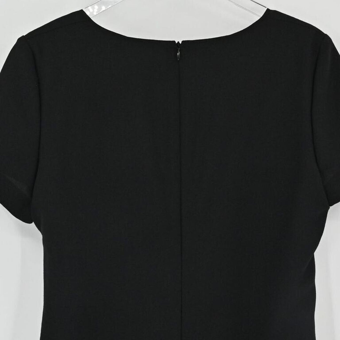 Vtg ESCADA Dress Womens Size 12 Black Virgin Wool Square Neck Ruched Twee Retro