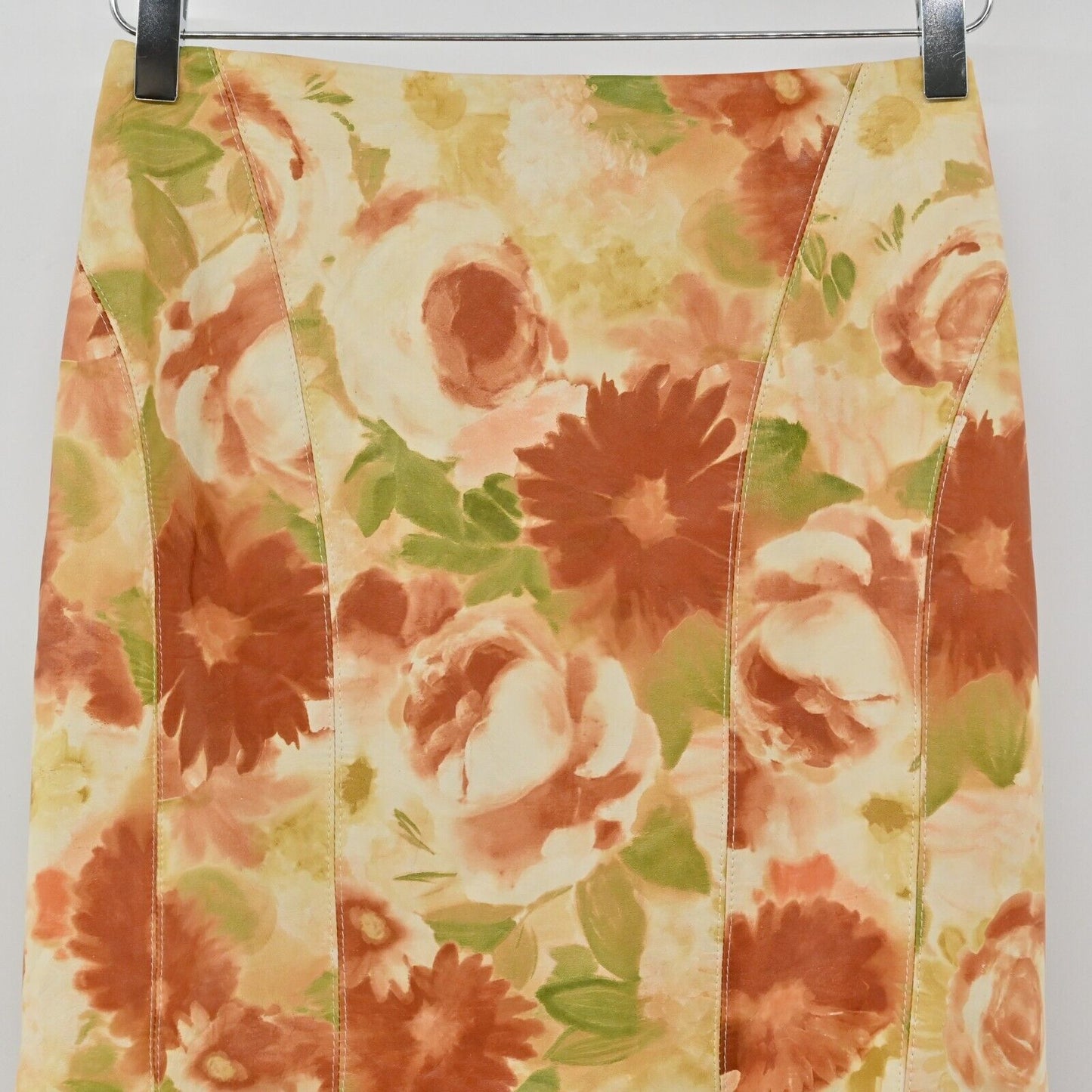 IZZY CAMILLERI Skirt Womens Sz 4 Leather Floral Print Lace Lined Retro Capsule