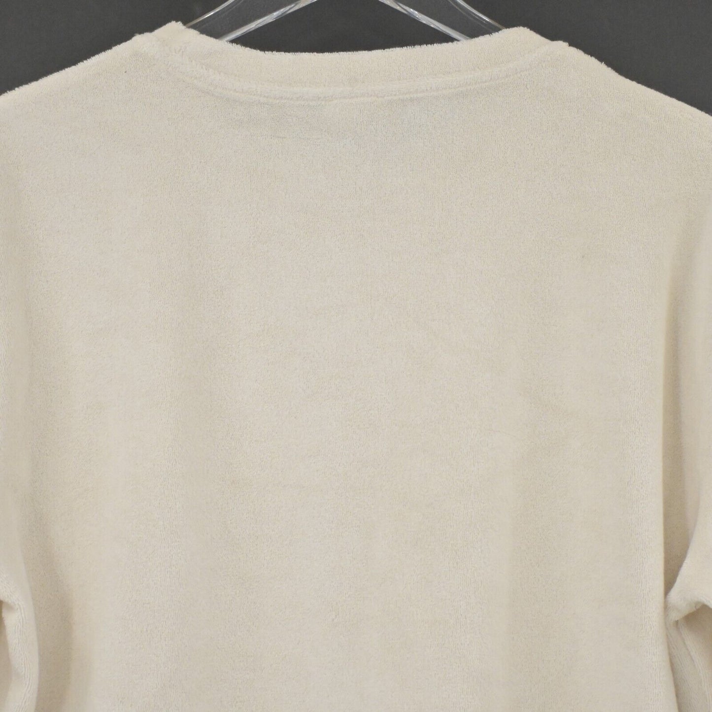 ARITZIA Top Womens Sz M WILFRED FREE Beige Terry Cloth Crop Short Sleeve Shirt