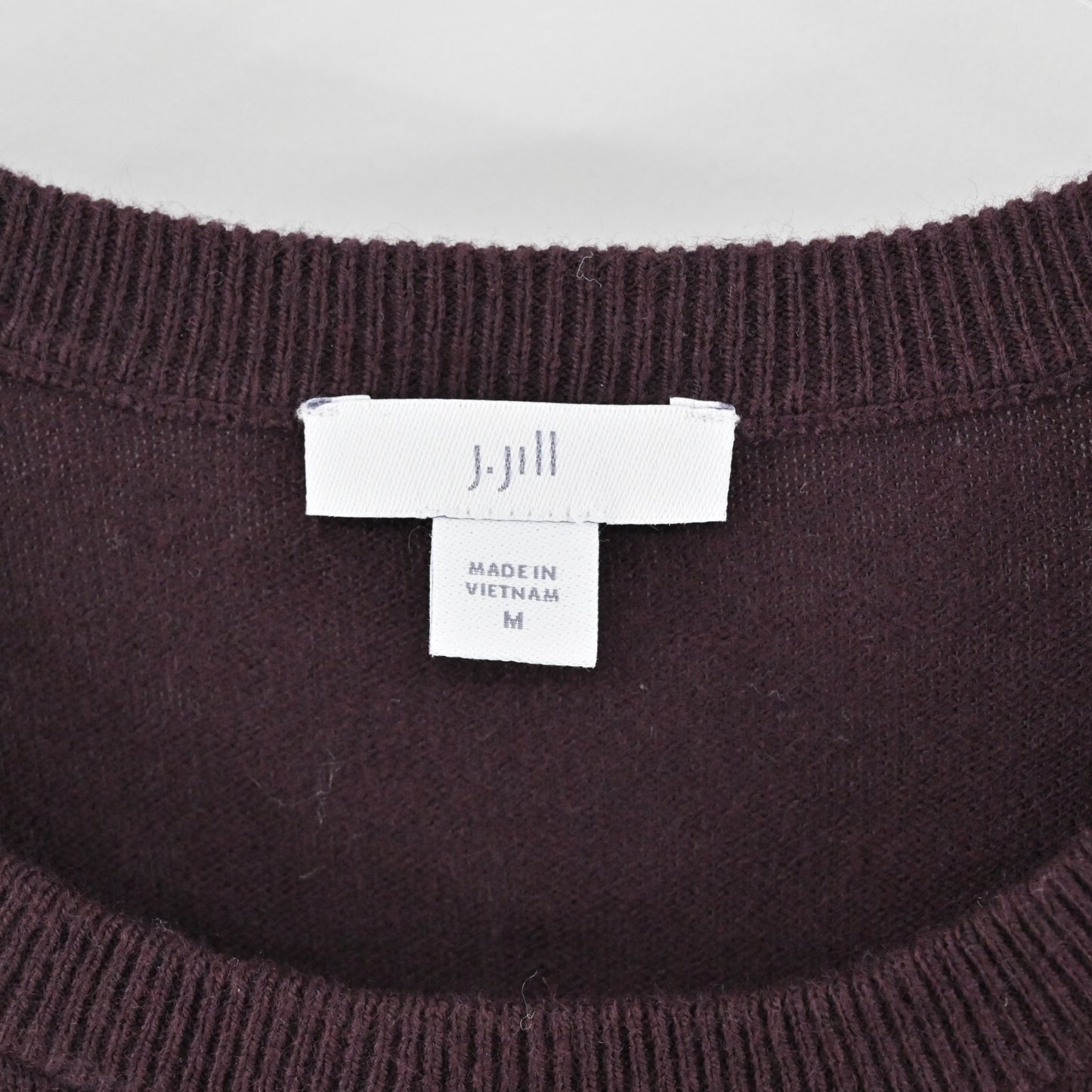 J JILL Sweater Dress Size M Merlot Knit Long Sleeve Shift Knee Length Casual