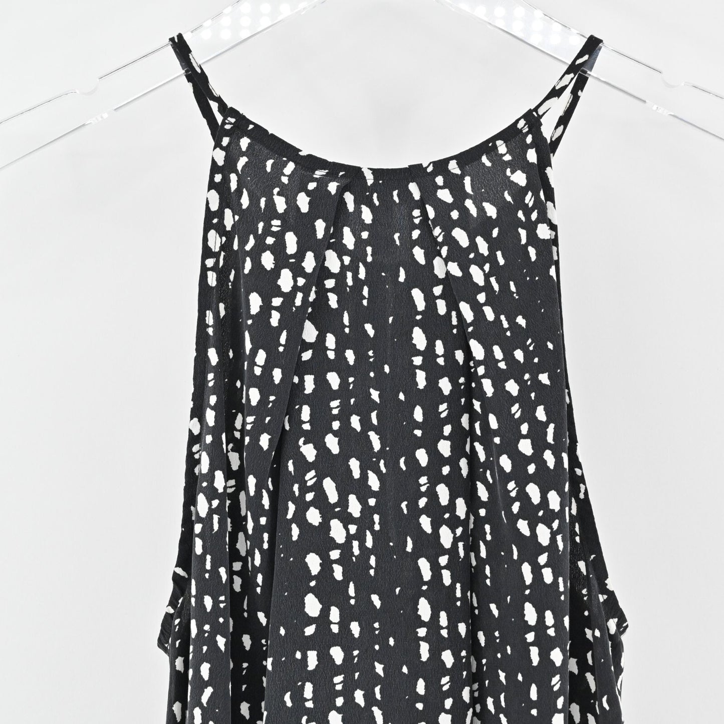 JOIE Silk Top Womens Size S Black White Print Sleeveless Blouse Minimalist Retro