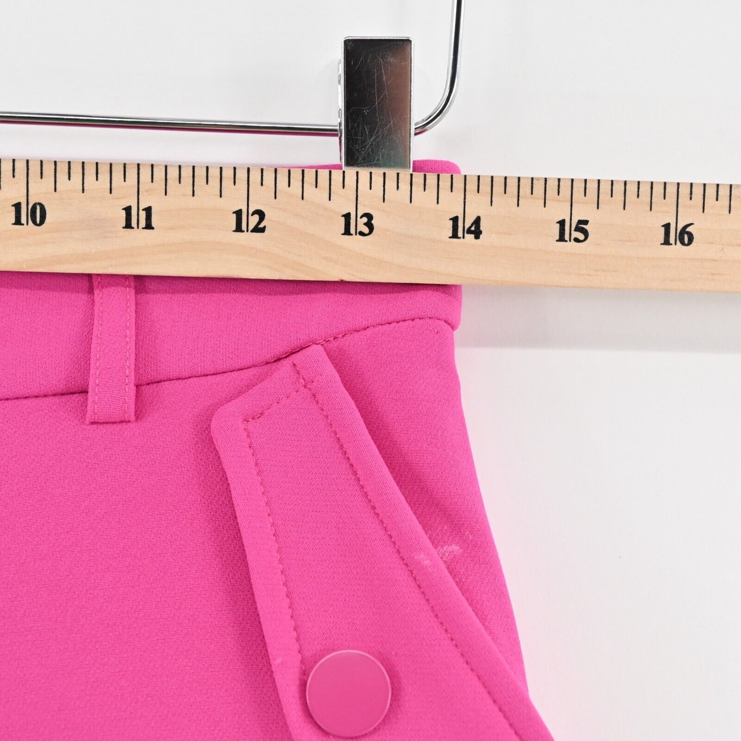 EXPRESS Pants Womens Sz 2S Solid Hot Pink Stretch Crop High Rise Pockets Office