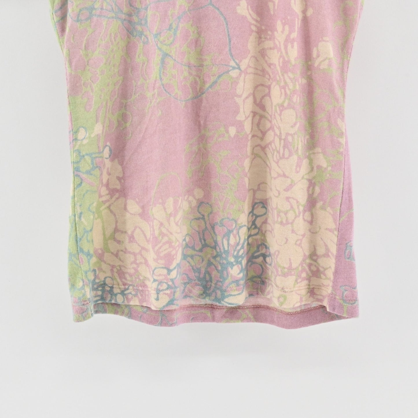 Pashma Womens Silk Cashmere Top Size S Pink Floral Scoop Neck Tee Y2k Boho India