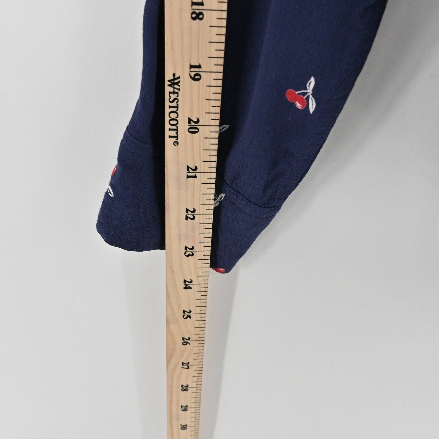 Rails Womens Kate Top Size XS Cherry Print Preppy Button Navy Blue Long Sleeve