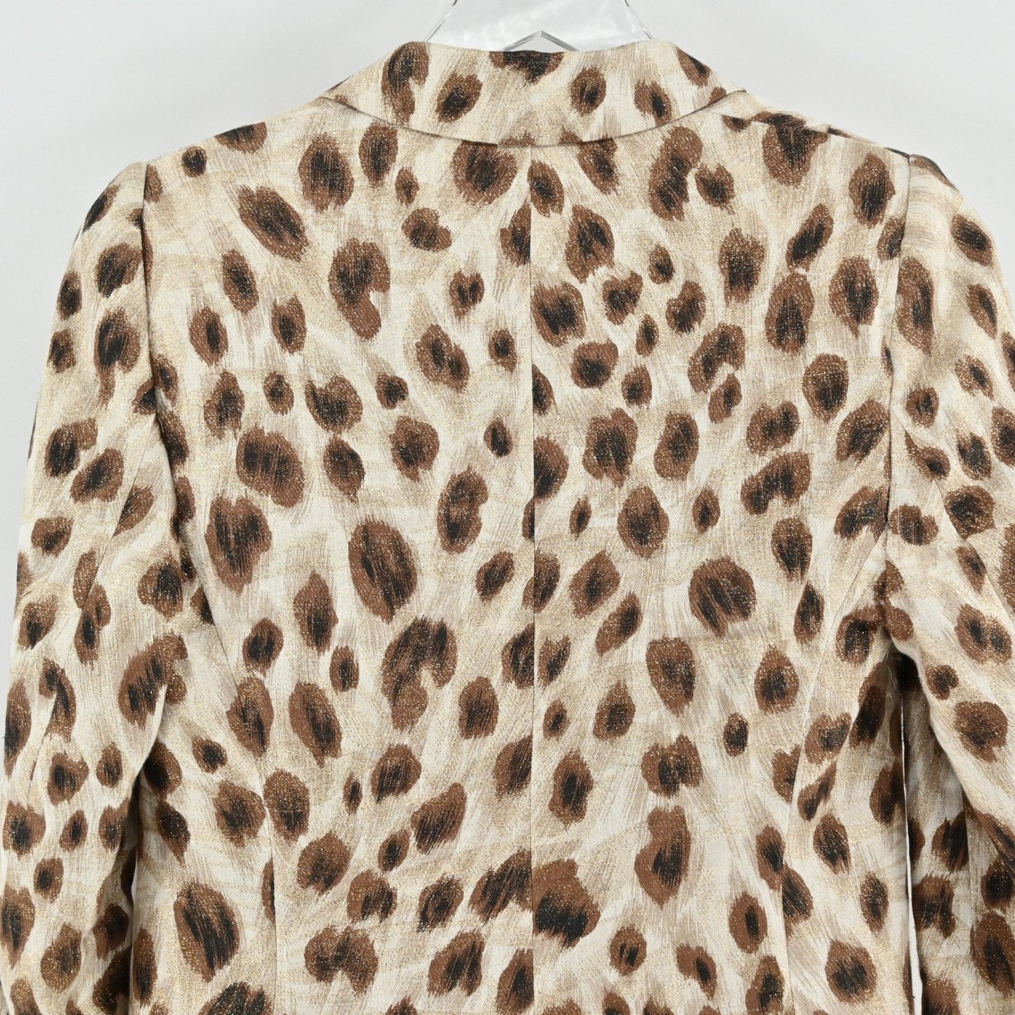 Vtg Escada Womens Blazer Size 36 Leopard Print Linen Gold Metallic Jacket Luxury