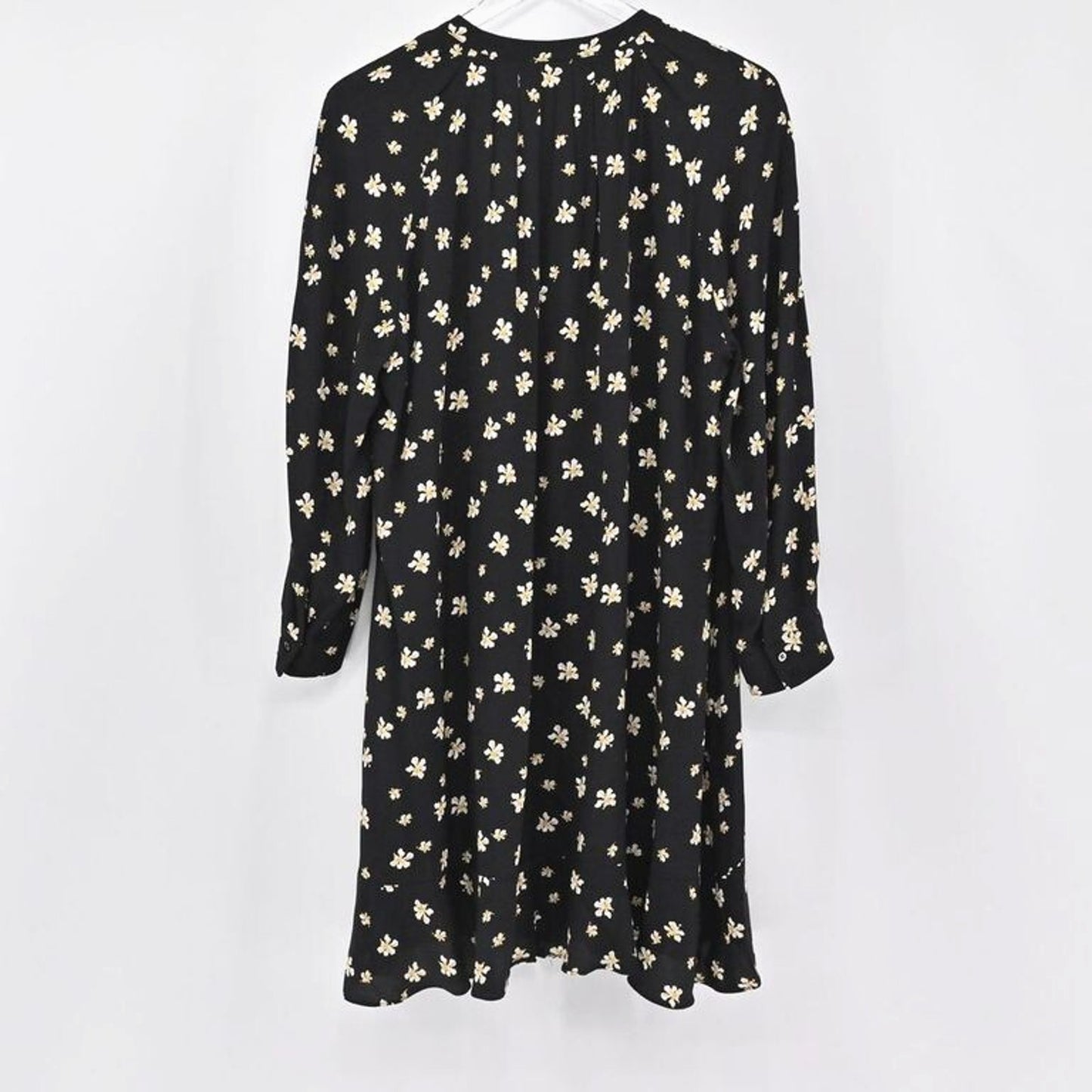 WHISTLES Edelweiss Dress Size 10 Floral Black Ruffle Mini Feminine Romantic