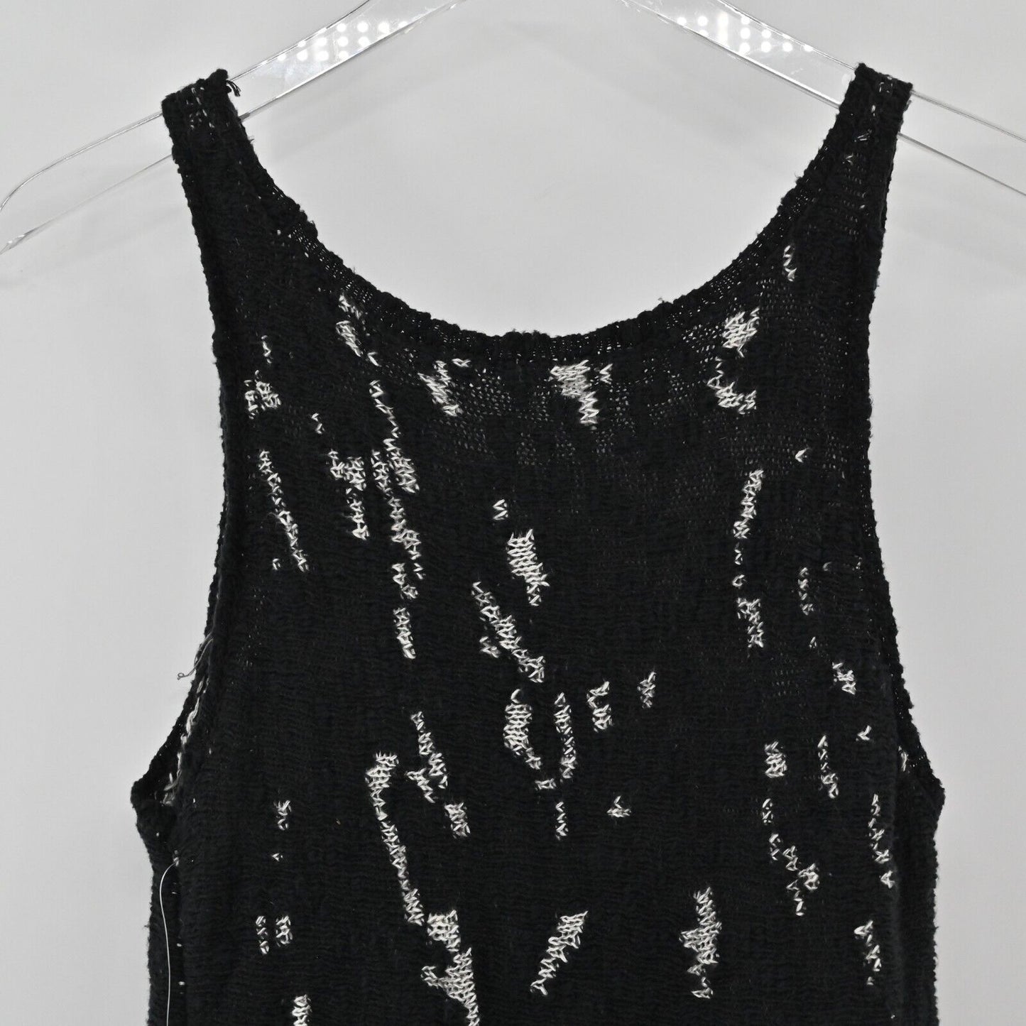 FREE PEOPLE Sweater Tank Womens Size S Side by Side Peplum Knit Black Combo Boho