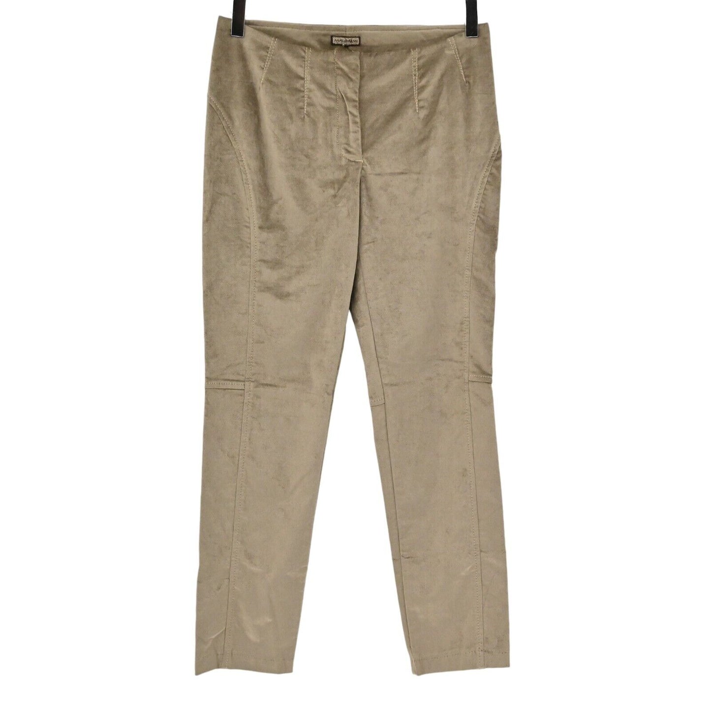 MALIPARMI Pants Womens Sz 40 Tan Velvet Straight Leg Stretch Mid Rise Ankle NEW
