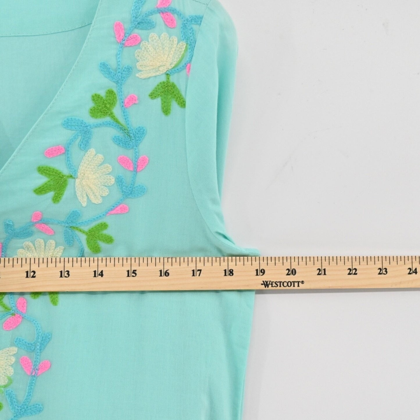 UNE BELLE TROUVAILLE Embroidered Maxi Dress Size M Blue Resort Floral Cotton NEW