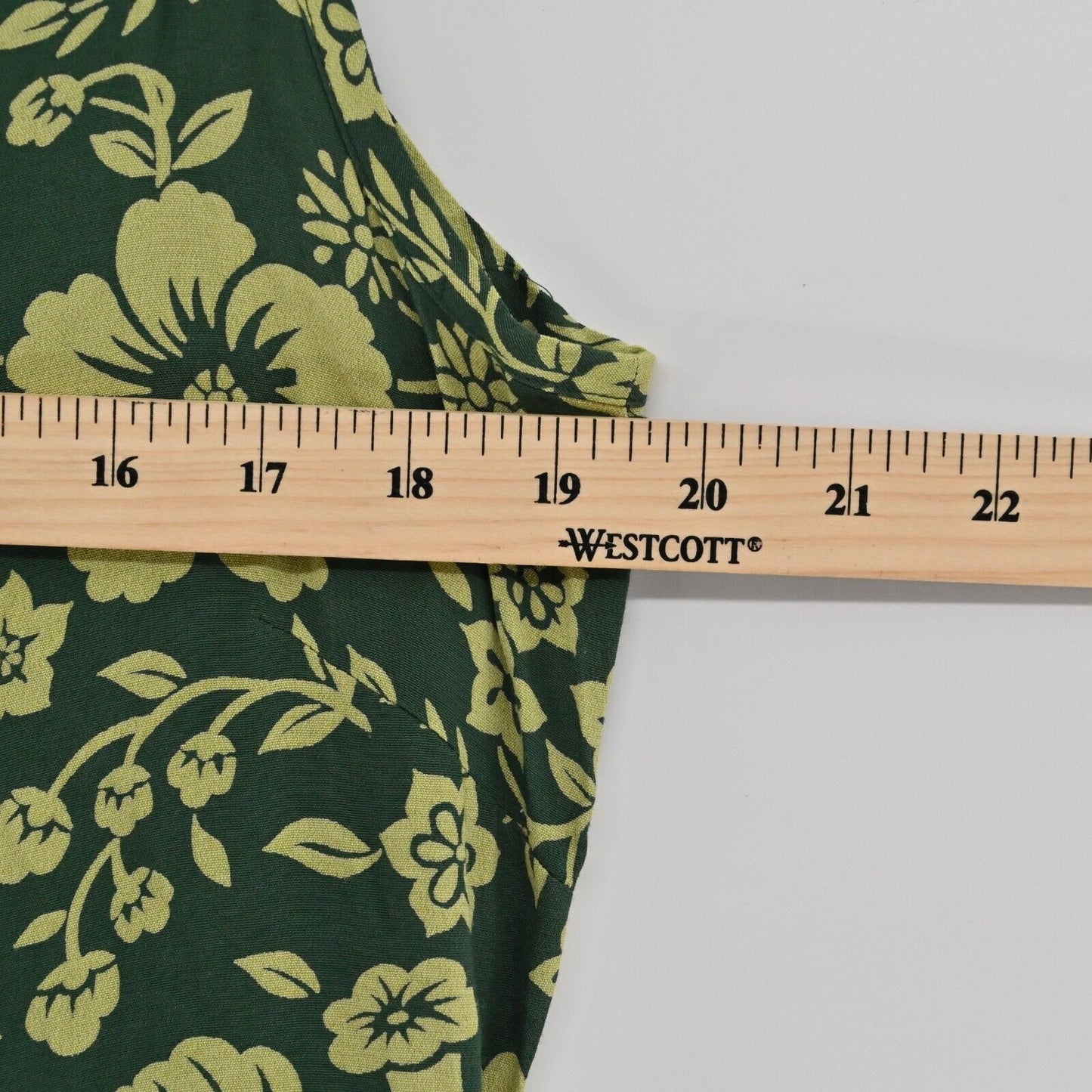 Vtg OLD NAVY Dress Womens Size 8 Green Tropical Floral Print Sleeveless Maxi