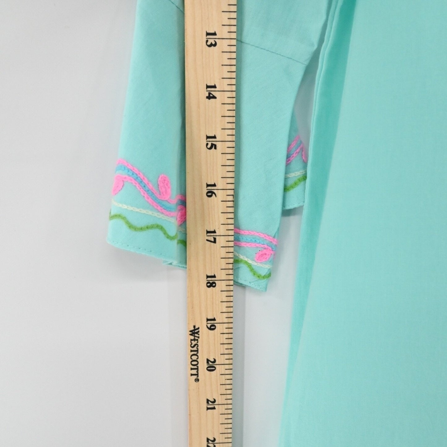 UNE BELLE TROUVAILLE Embroidered Maxi Dress Size M Blue Resort Floral Cotton NEW