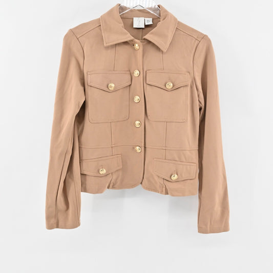 JOIE Jacket Womens Size S Tan Gold Button Front Utility Pocket Caspsule Neutrals