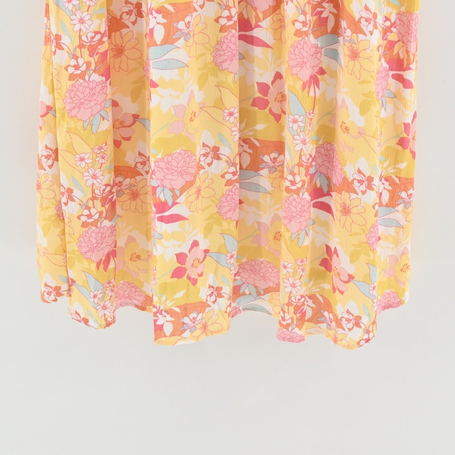 TORRID Dress Size 2X Peach Floral Print Gauze Hi-Lo VNeck Shirred Embroidery