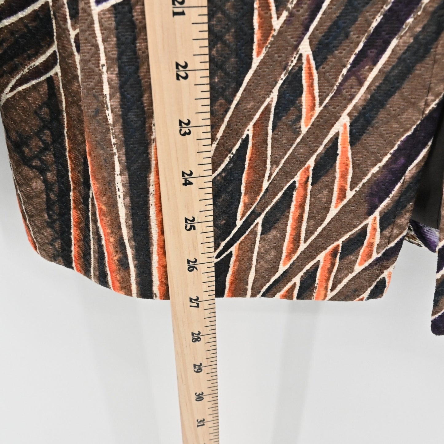 Vtg ELLEN TRACY LINDA ALLARD Womens Silk Jacket Size 10 Leaf Print Collarless