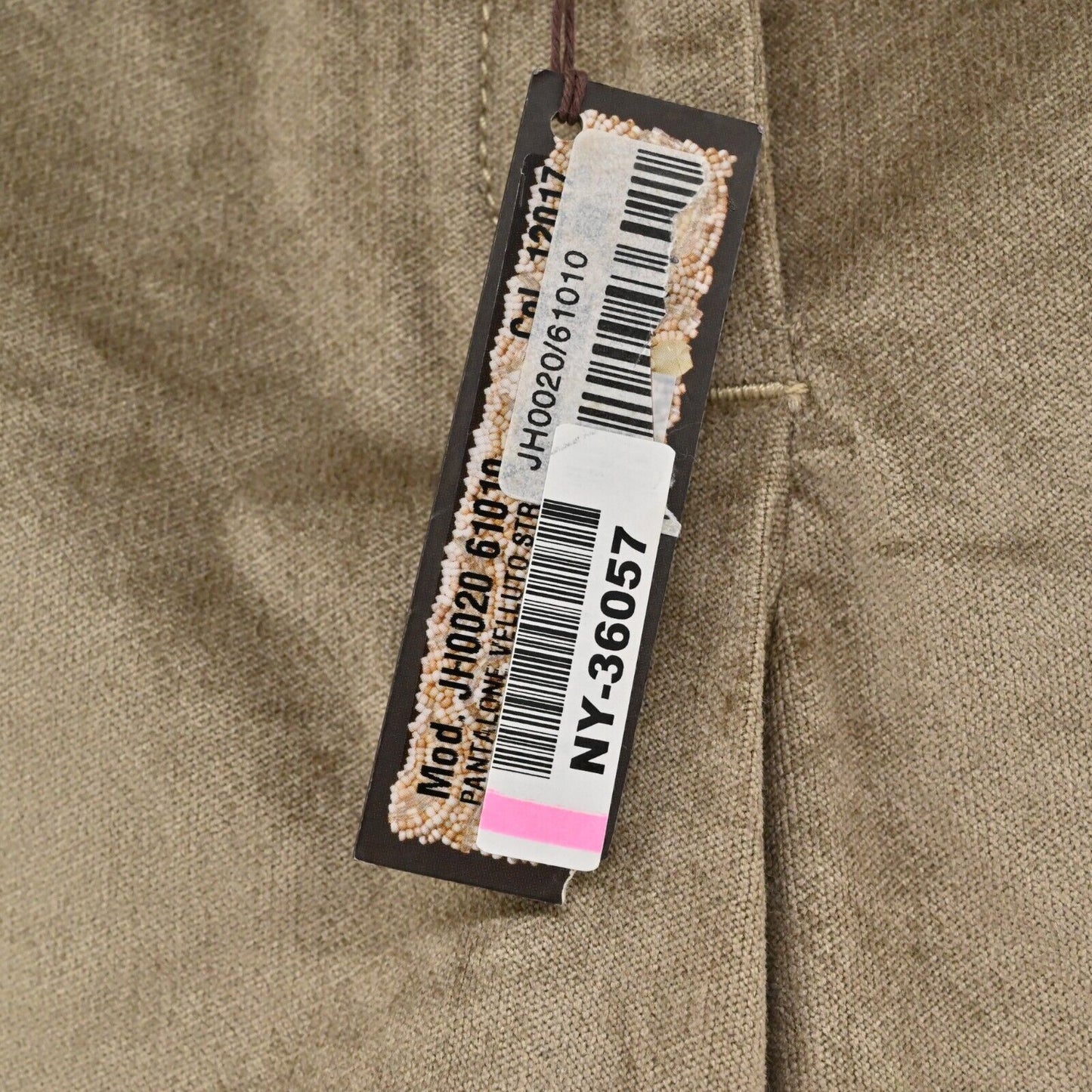 MALIPARMI Pants Womens Sz 40 Tan Velvet Straight Leg Stretch Mid Rise Ankle NEW