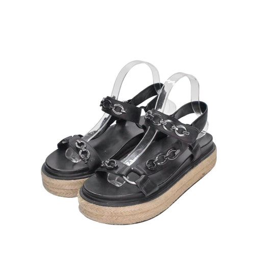 KARL LAGERFELD Womens Sz 7.5M Shoe Palma Chain Detail Espadrille Platform Sandal