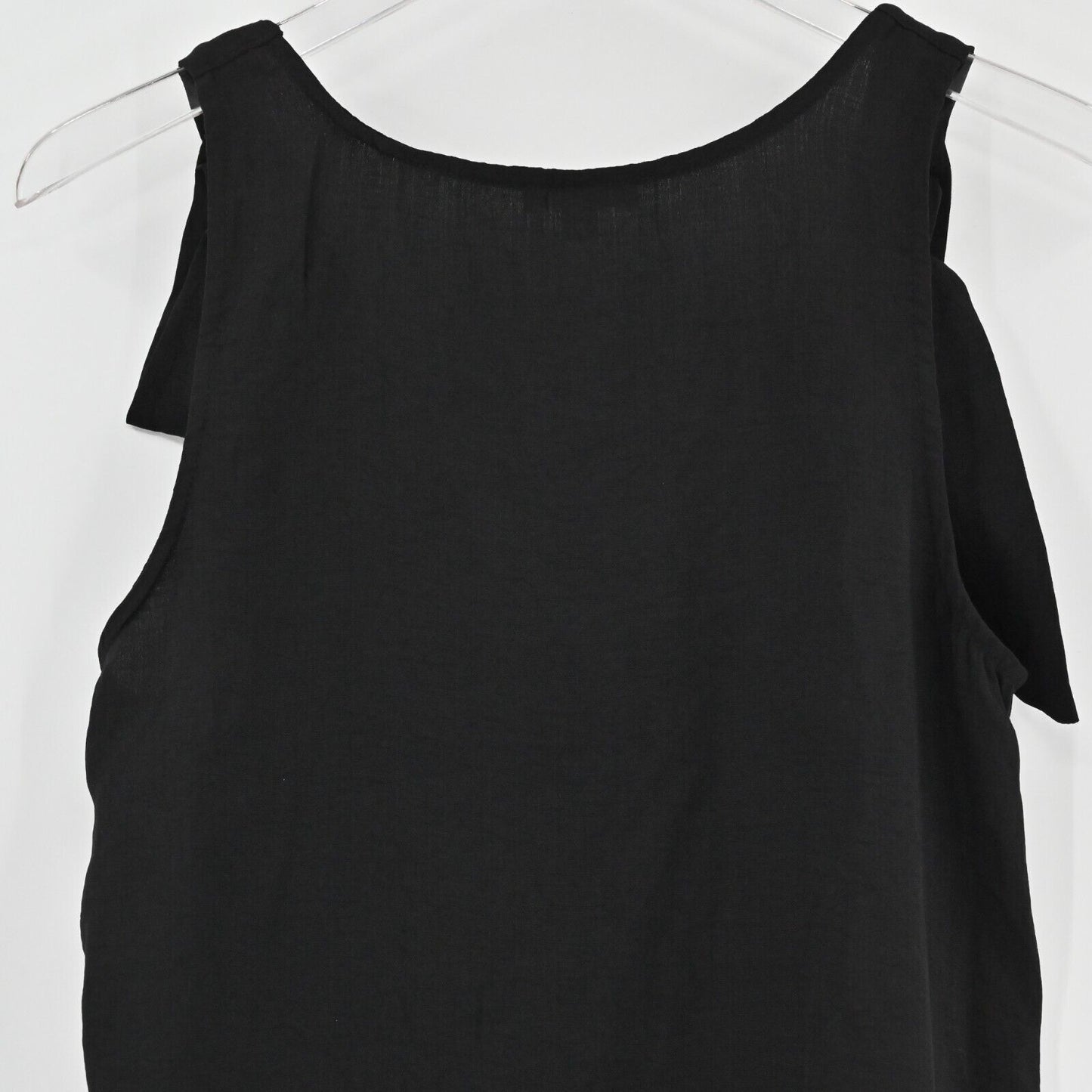 RILEY RAE Top Womens Sz S Lily Tie Shoulder V Neck Shirt Tank Black Academia NEW