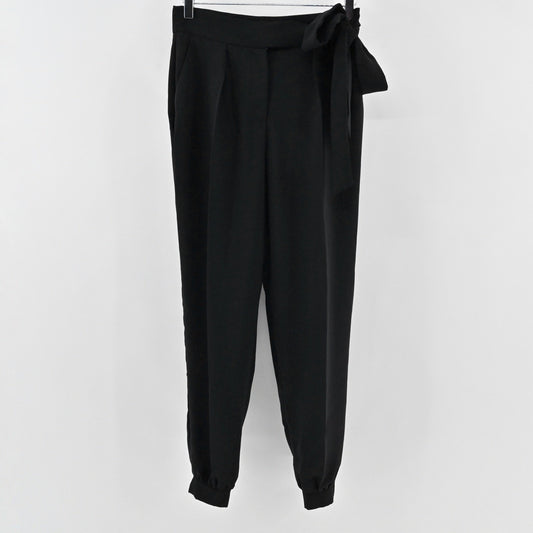 LK Bennett Womens Black Jogger Style Dress Pants Size 8 Tie Waist Quiet Luxury