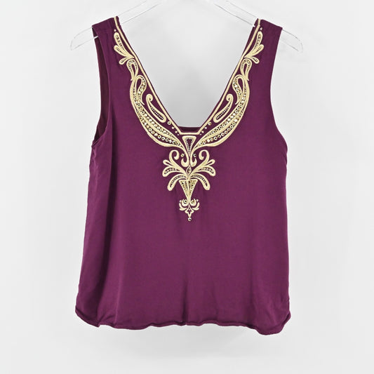 LILLY PULITZER Owen Shiraz Top Womens Size S Sleeveless VNeck Embroidered Blouse