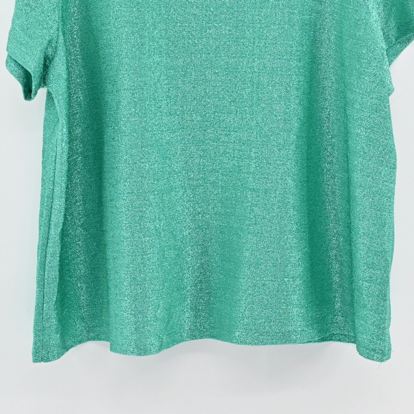 New JESSICA LONDON Womens Plus Size 26/28 Metallic T Shirt Top Teal Green Glam