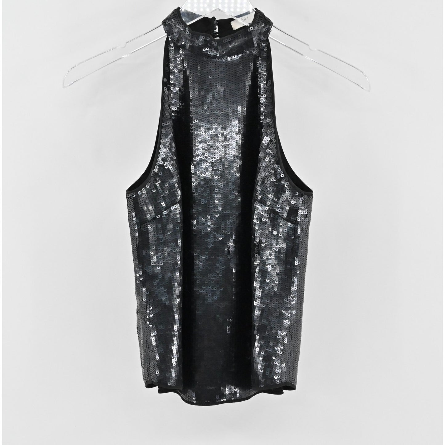 Joie Womens Lei Lei Sequin Caviar Tank Top Size S Sleeveless Halter Neck Blouse