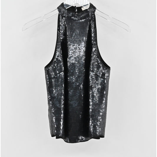 Joie Womens Lei Lei Sequin Caviar Tank Top Size S Sleeveless Halter Neck Blouse