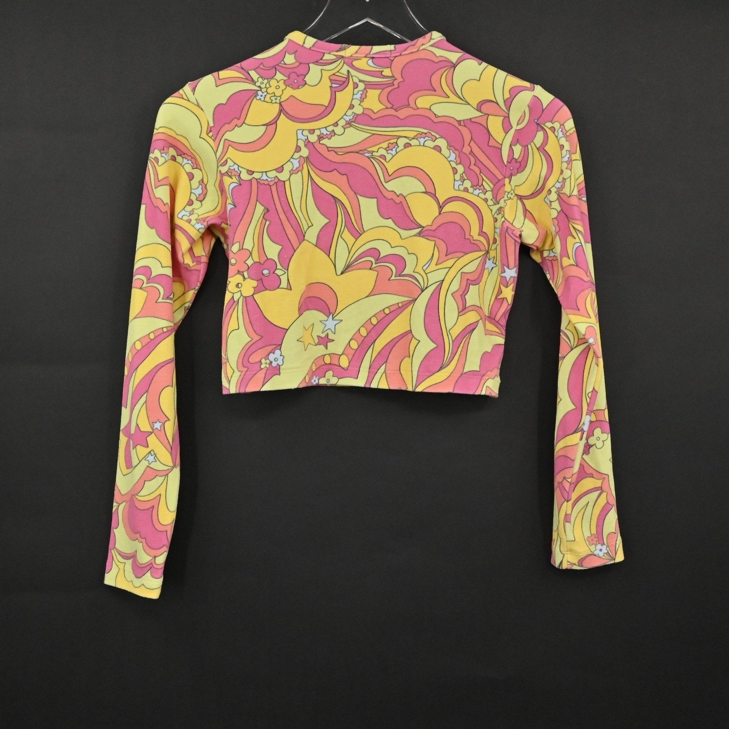 Frankies Bikinis Womens Cheri Terry Cardigan Size S Psychedelic Print Cropped