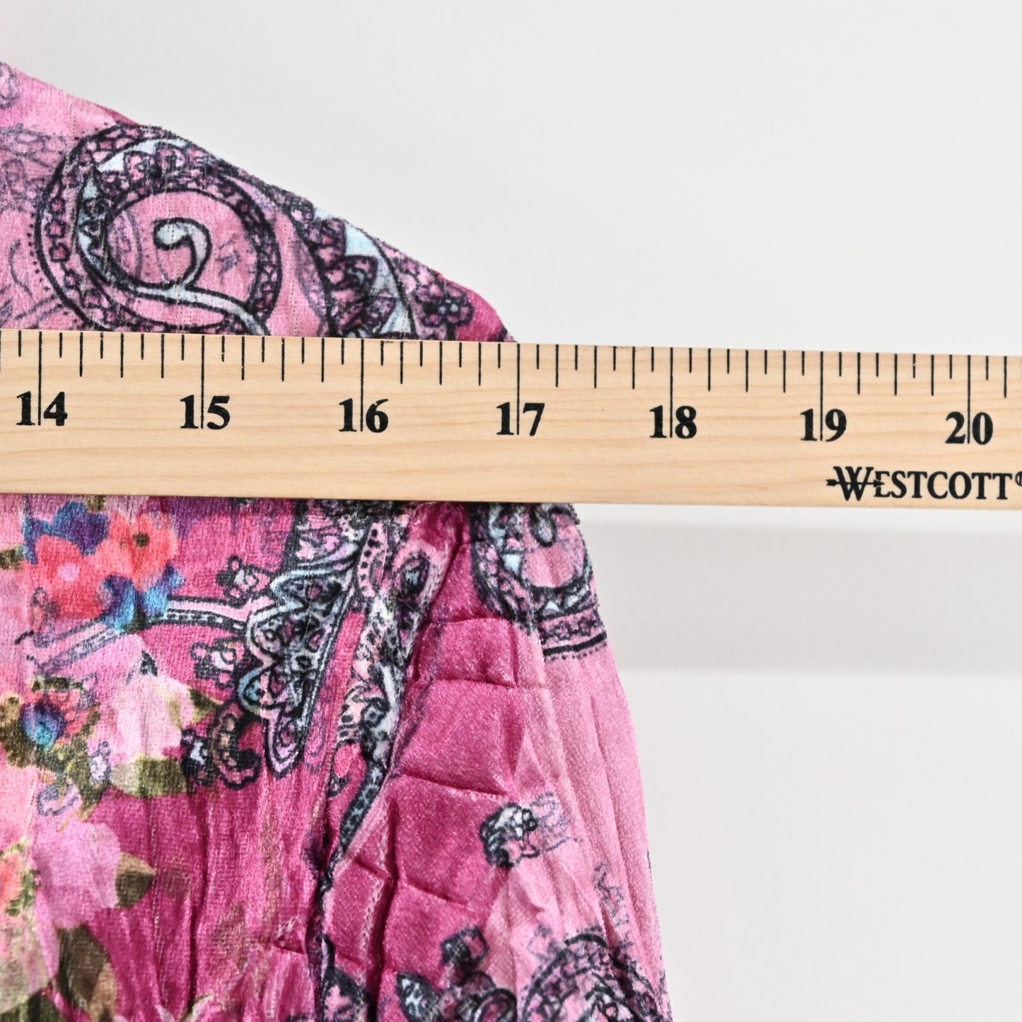 Vtg FANTAZIA Womens Velvet Jacket Size M Pink Floral Paisley Crinkle Ruffle Y2k