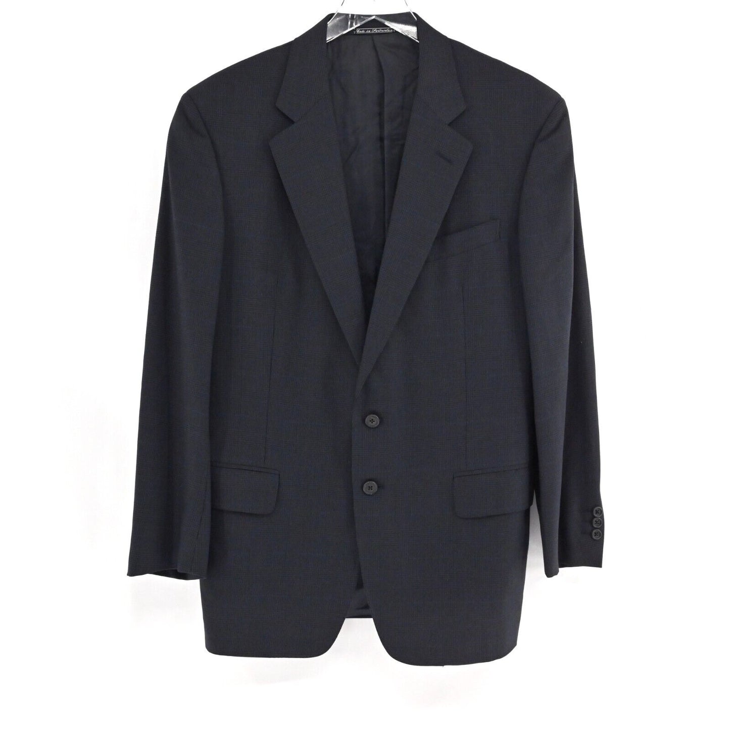 VTG 90s ERMENEGILDO ZEGNA Plaid Blazer Mens Size 50 Gray Blue Wool Sports Coat