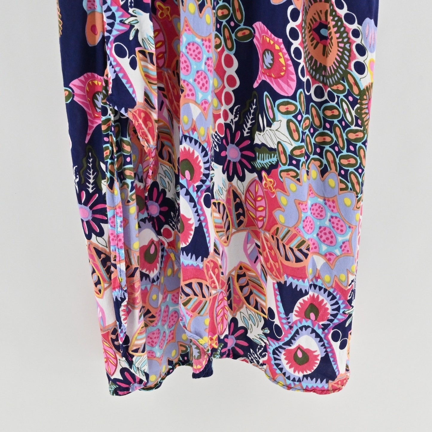 Vtg 90s Floral Midi Dress Size 1X Wanderlust Vibrant Sleeveless Bloomcore Boho