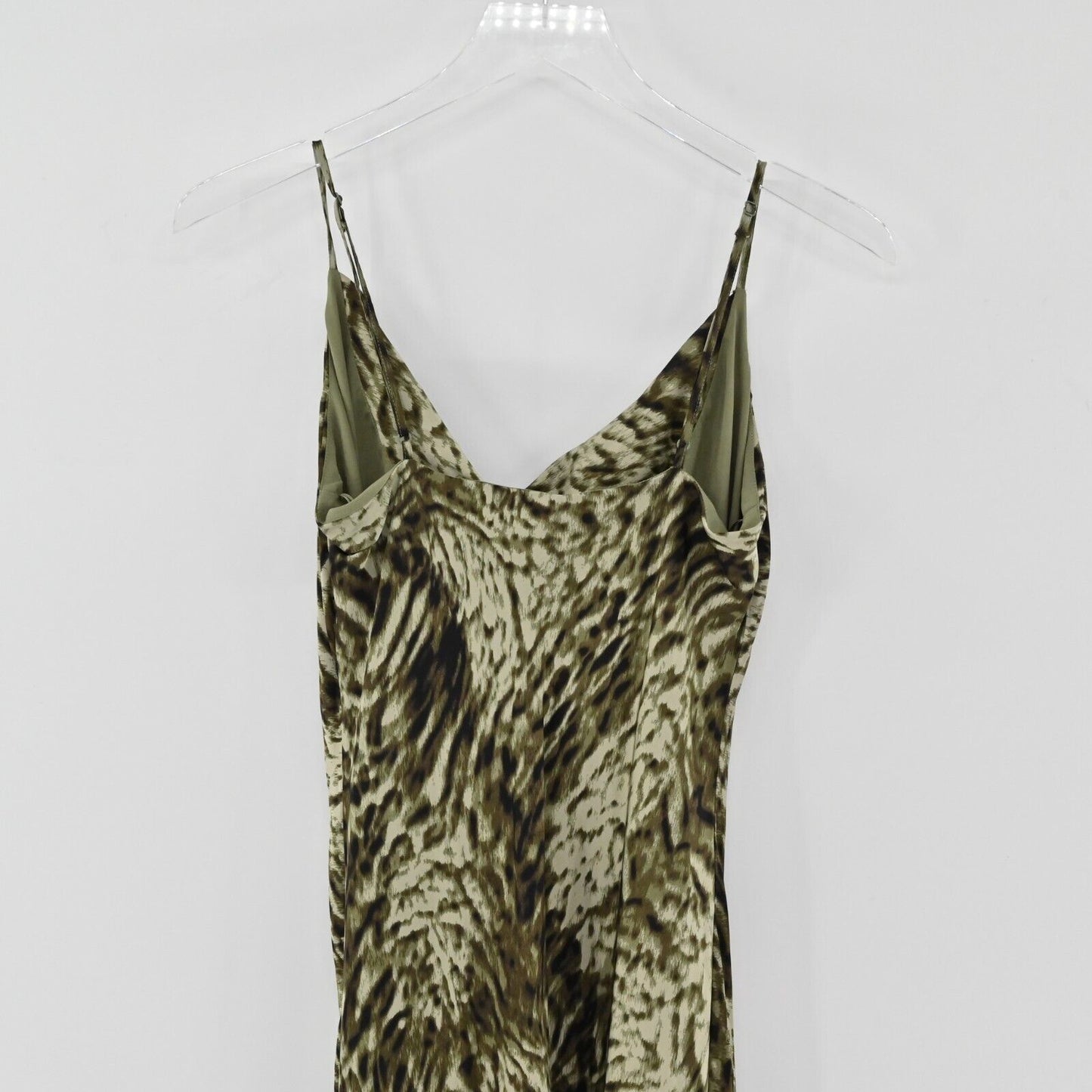 GOOD AMERICAN Dress Womens Size M Jungle Print Cowl Neck Viscose Stretch Midi