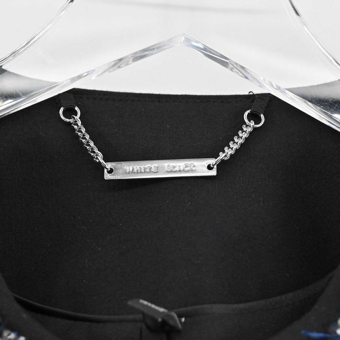 WHBM Blazer Womens Size S Tweed Navy Black Beaded Pearl Jacket Retro Glam Office