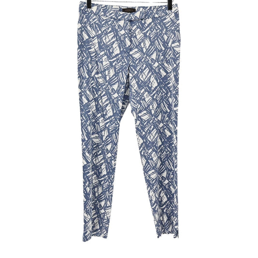 PESERICO Pants Womens Size 42 Blue White Abstract Printed Skinny Leg Stretch