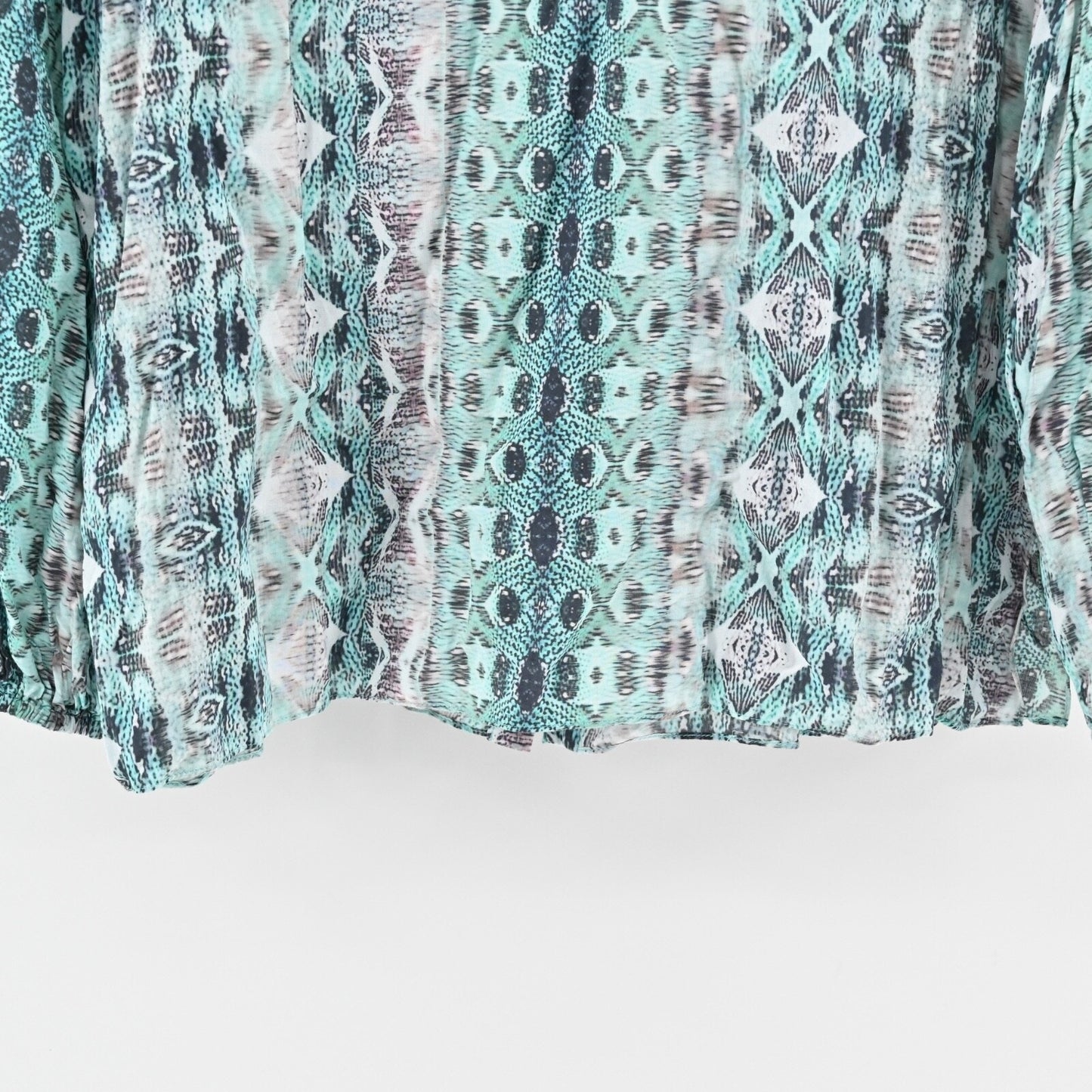 KOBI HALPERIN Womens Lapenna Top Sz XL Blue Snake Print Sequin Peasant Blouse