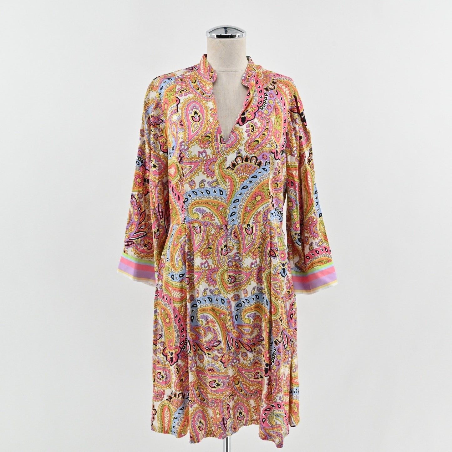 Marella Primavera Alacre Belted Paisley Dress Size 8 Wanderlust Kimono Sleeve