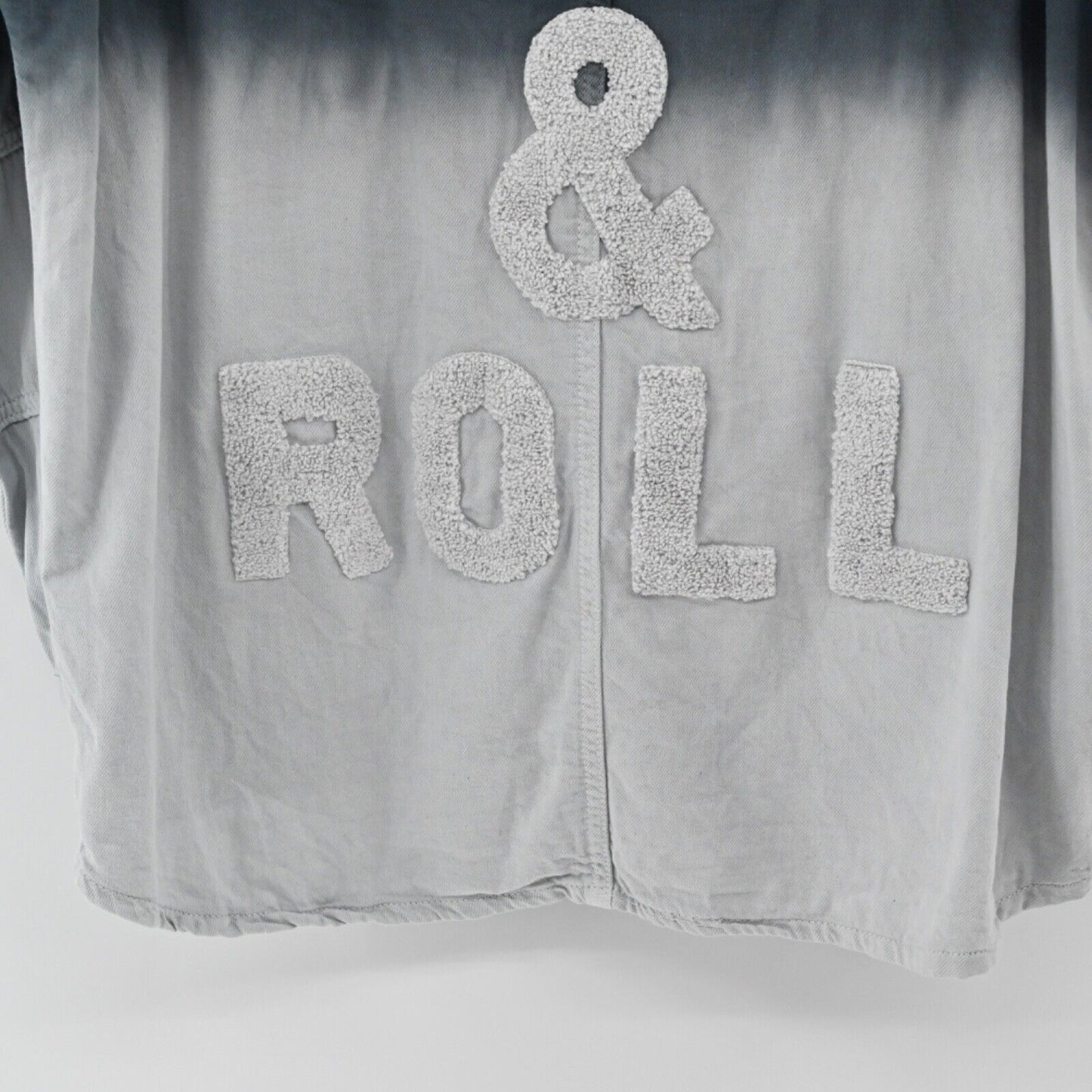 ELAN Jacket Womens Size S Blue Gray Ombre Rock Roll Devan Denim Shacket Cotton