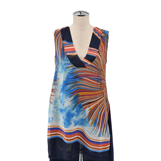 ANTHROPOLOGIE Top Womens Size S Tiny Shoreline Print Multicolor Sleeveless Tunic