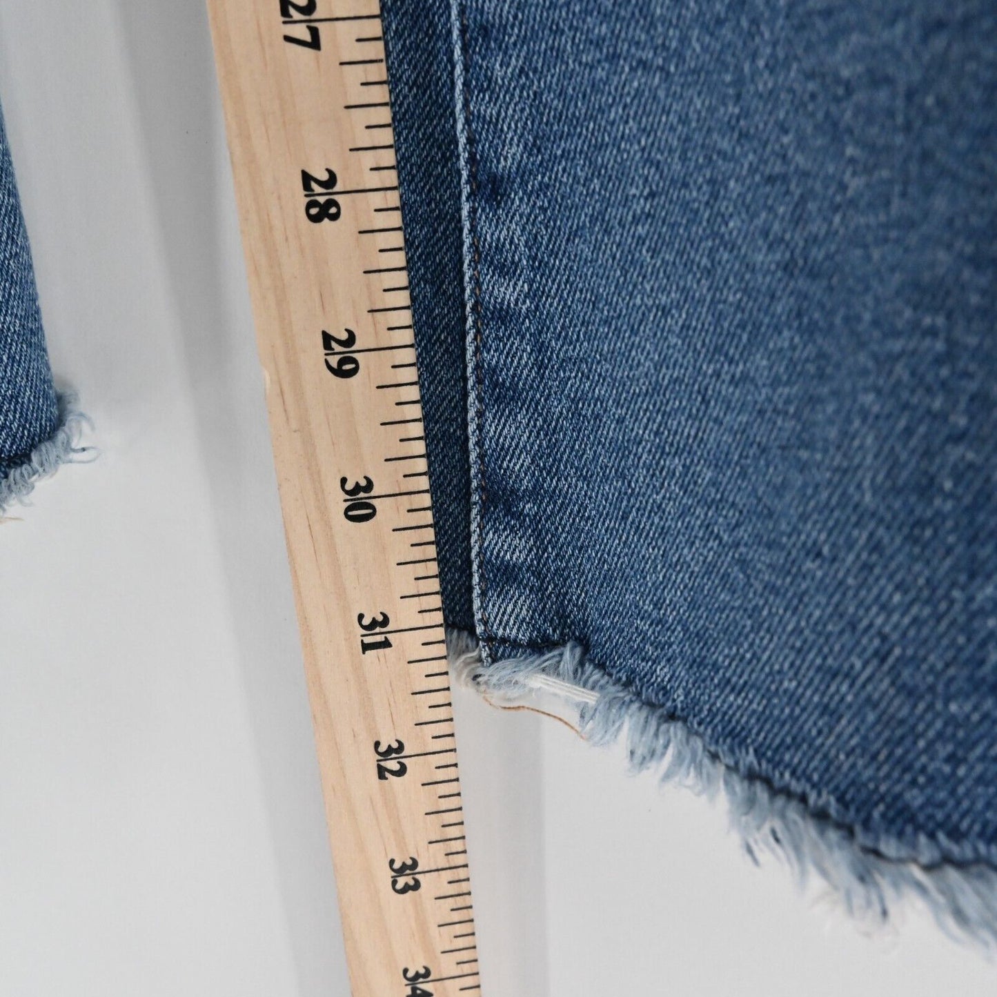 7FAM Jeans Womens Size 29 Luxe Vintage High Rise Slit Blue Denim Flare Raw Hem