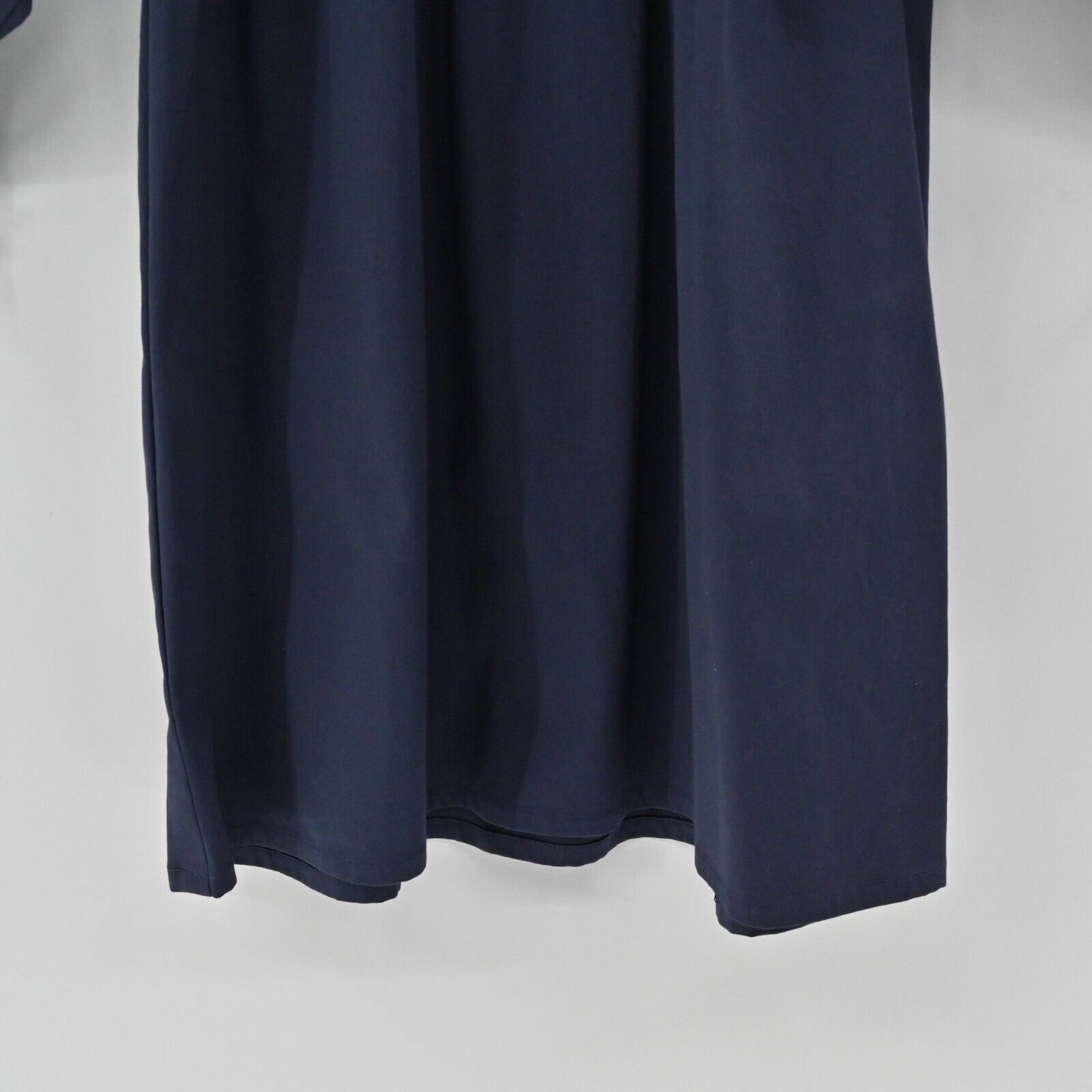 KOCH Dress Sz S Embroidered Trim Navy Long Sleeve Cotton Poplin Cottagecore Boho