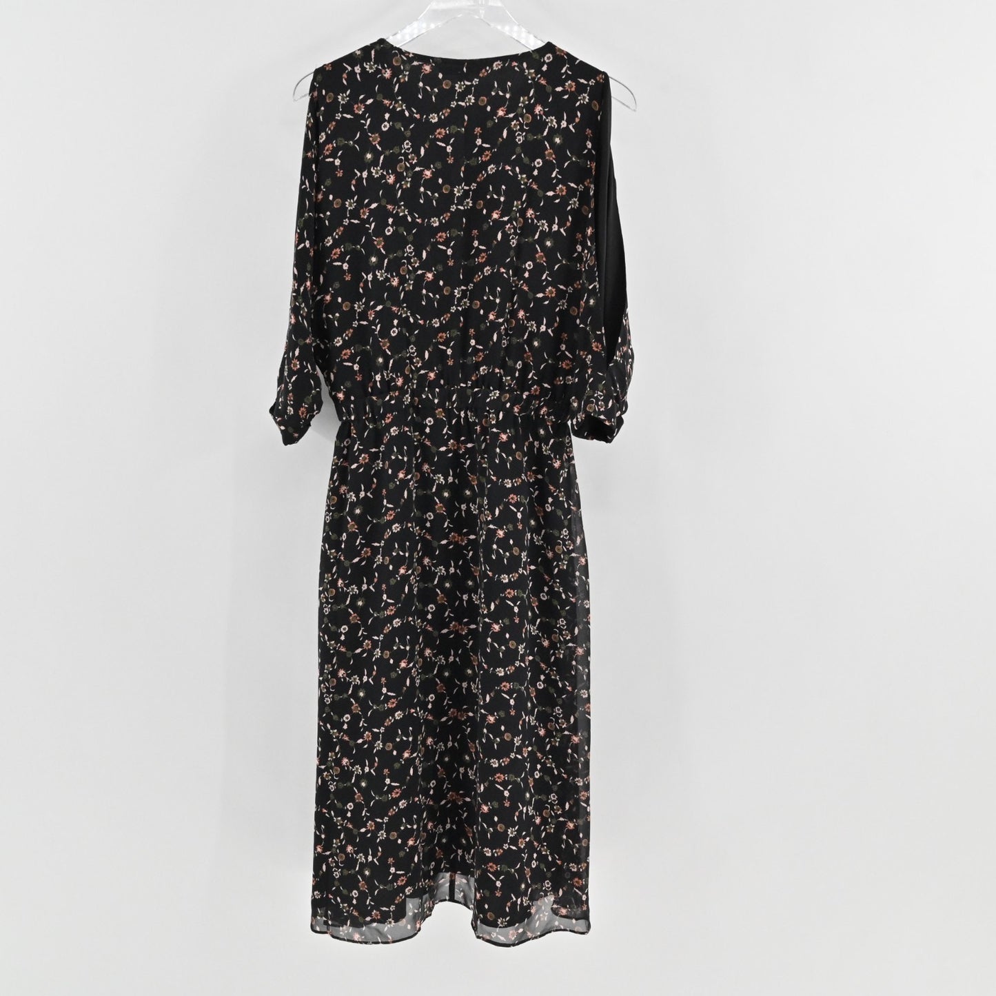 Derek Lam 10 Crosby Silk Chiffon Floral Print Dress Size 2 Cold Shoulder Lace Up