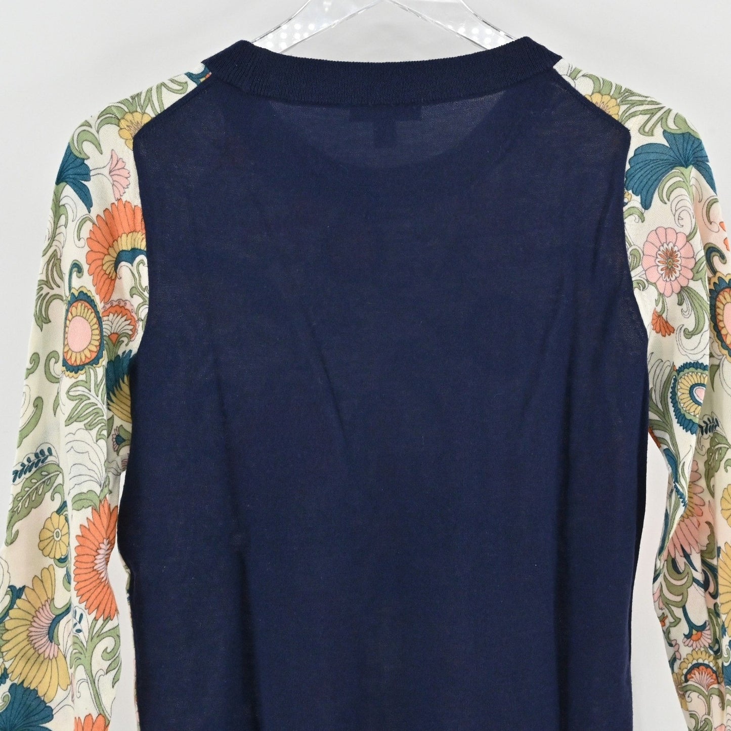 J Crew Womens Floral Merino Wool Sweater Size S Retro Twee Whimsical Romantic
