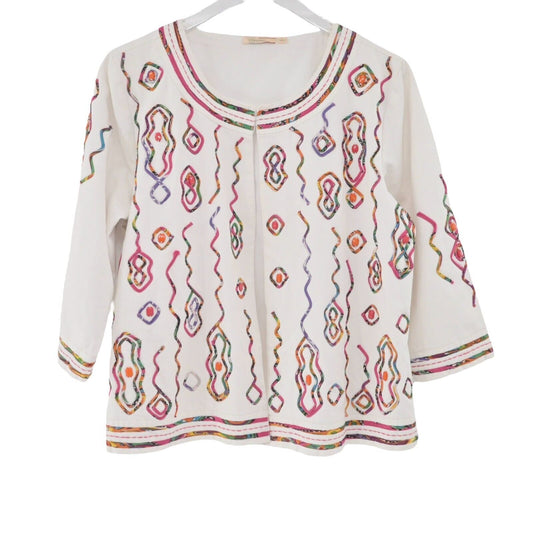 CHOICES Jacket Womens Size Large Multicolor Aztec Embroidered Beaded Vintage