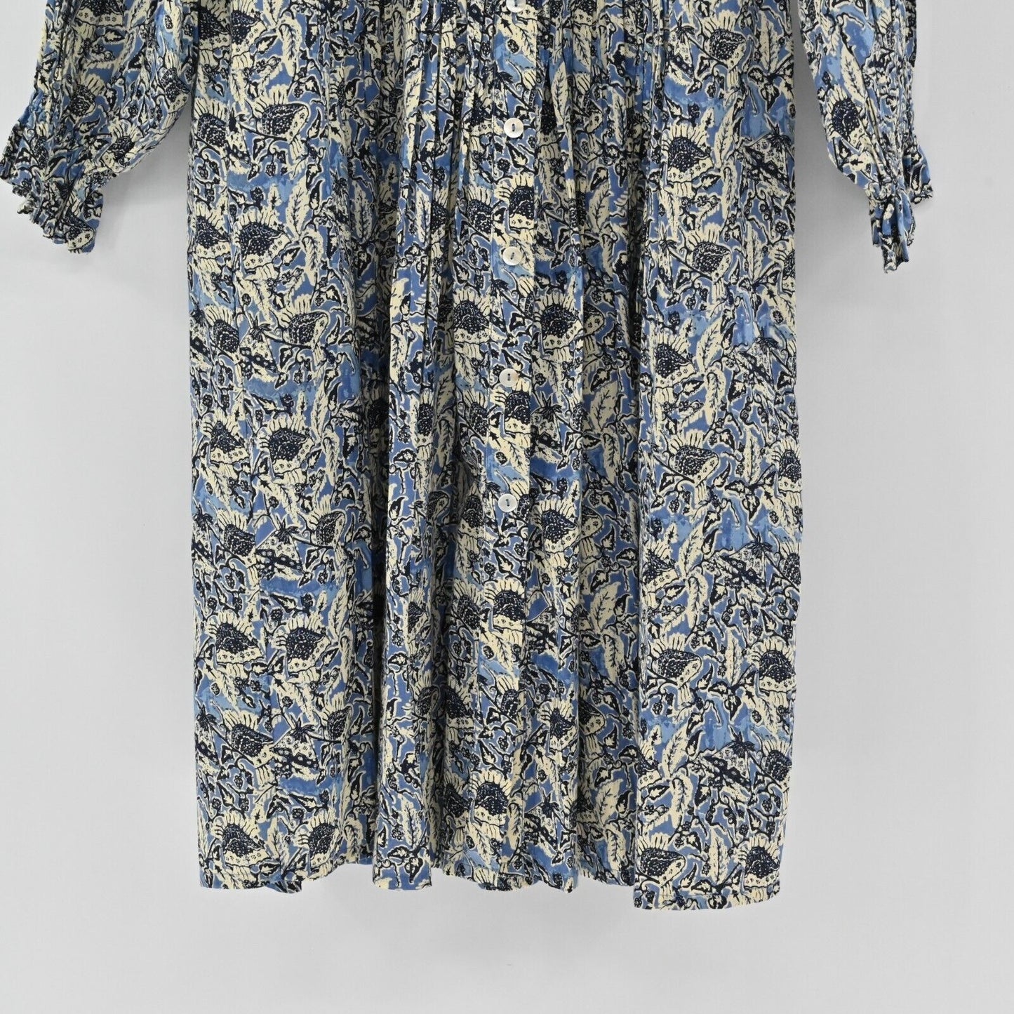TUCKERNUCK Dress Womens Size S Ros Garden Floral Print Blue Embroidered Cotton