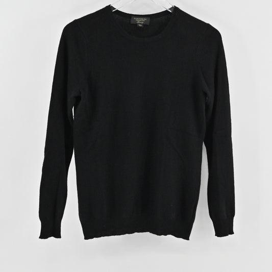 Charter Club Womens Cashmere Sweater Size S Black Crew Neck Cozy Quiet Luxury