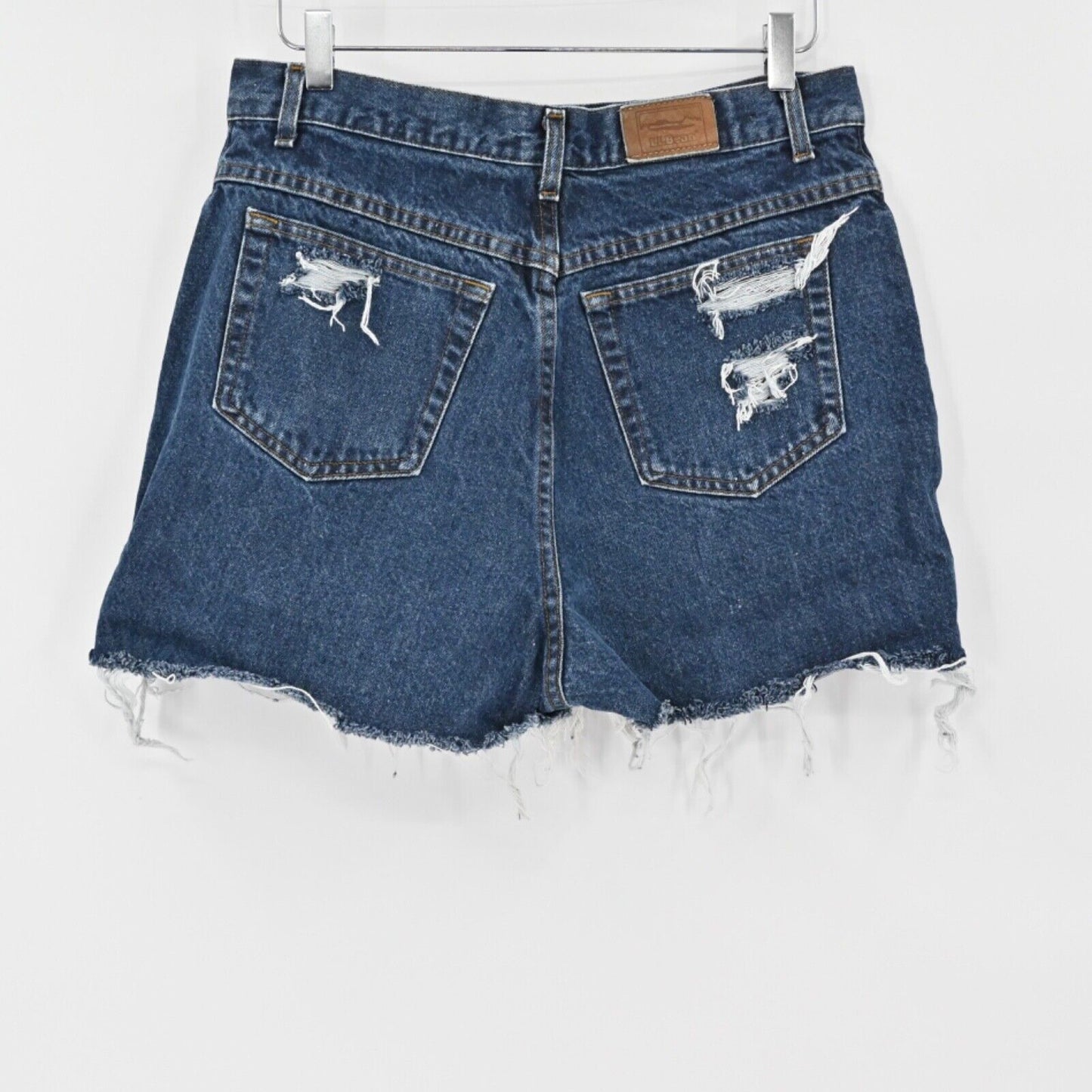 Vtg LL BEAN Shorts Womens Sz 32 Double L Denim Cut Off High Rise Distressed 90s