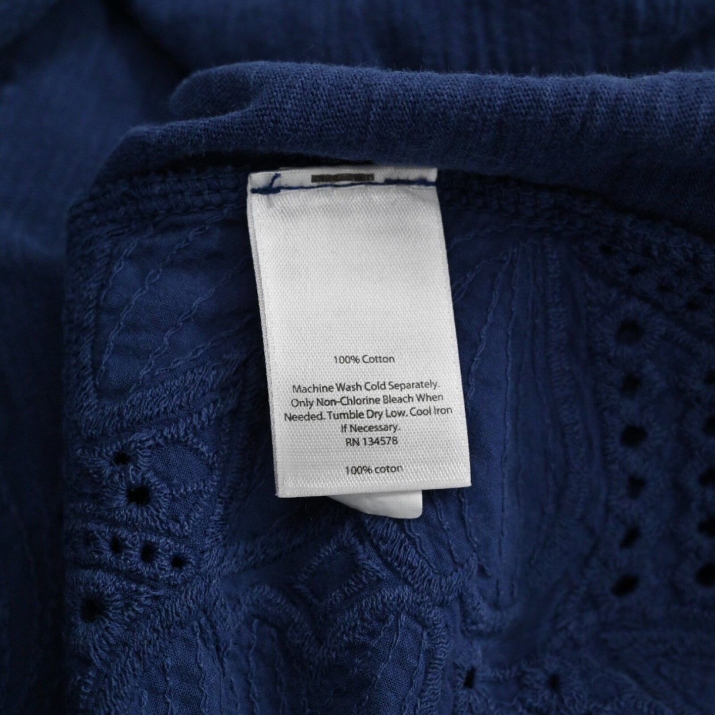 VINEYARD VINES Womens Embroidered Top Size S Blue Floral Eyelet Cotton Preppy