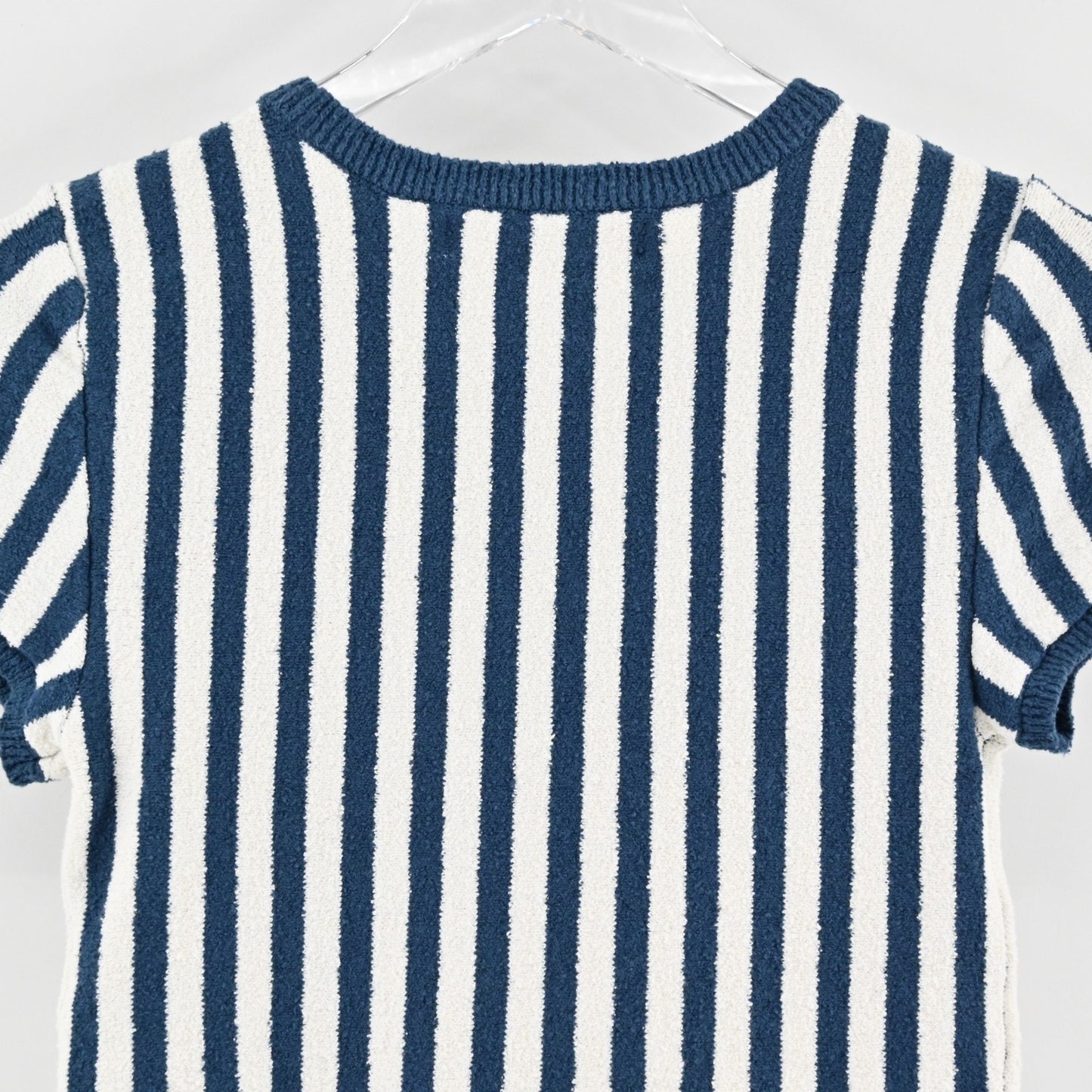 Free People Womens Roberta Striped Top Size S Blue Ivory Terrycloth FP Beach NEW