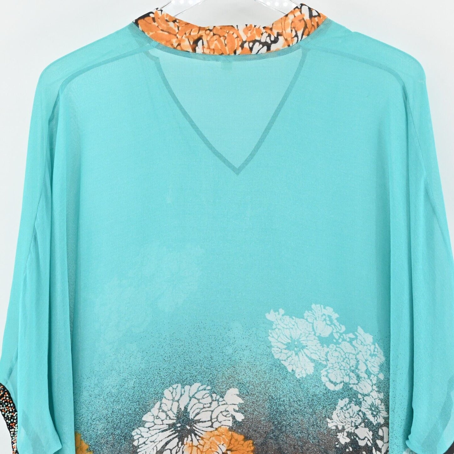 PETANU by PASHMA Top Womens Size M Silk Beaded Tunic Multicolor Floral Relaxed