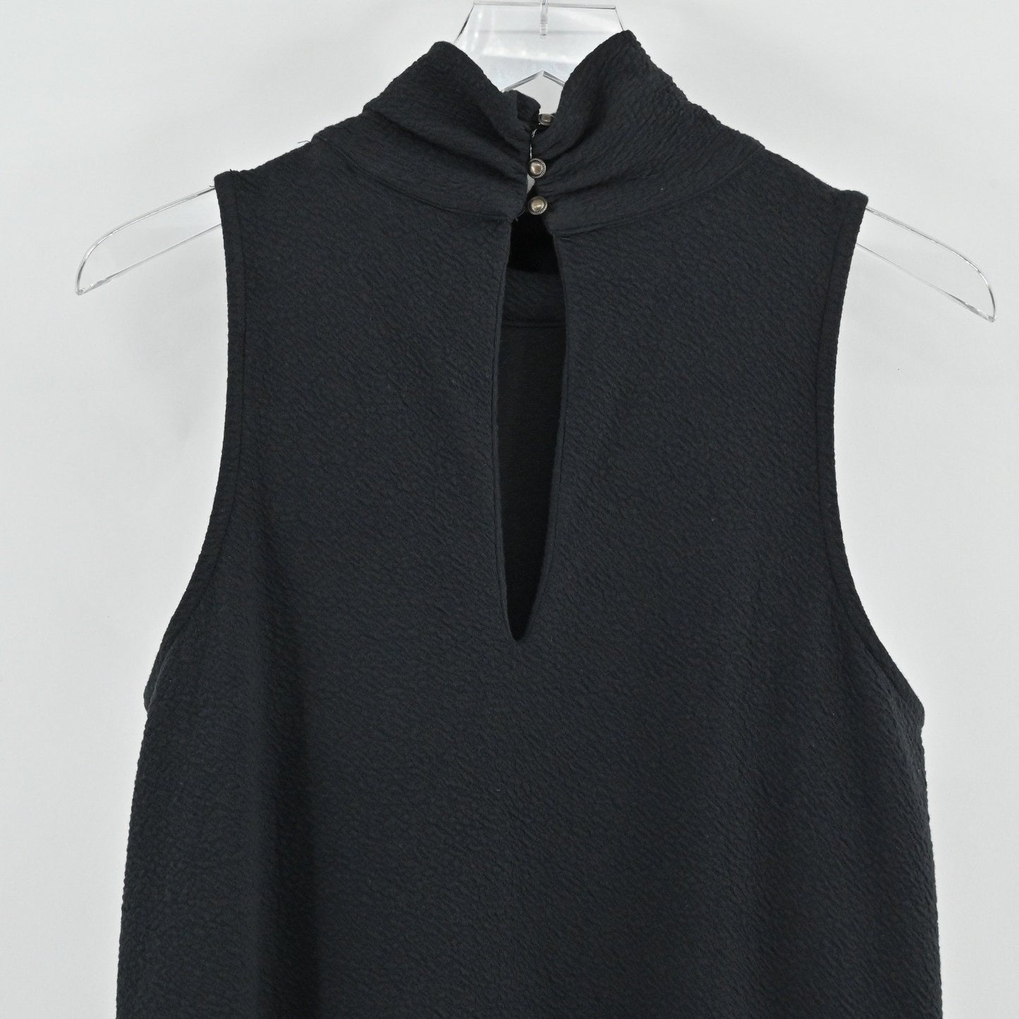 Anthropologie Maeve Flounced Mock Neck Mini Dress Size L Black Boho Ruffle Hem