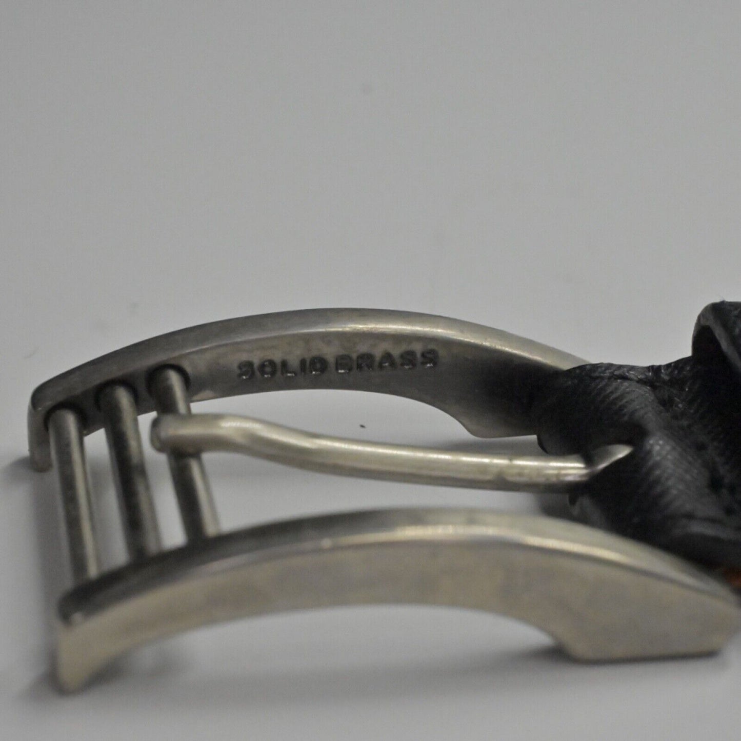 Vtg TRAFALGAR Belt Mens Sz 38/95 Black Italian Calfskin Silver Brass Buckle 00s
